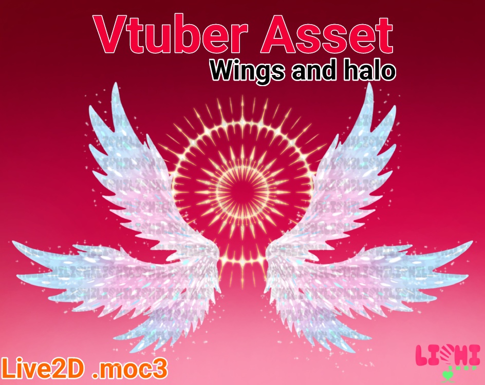 Live2D Vtuber Asset angel  wings  with halo