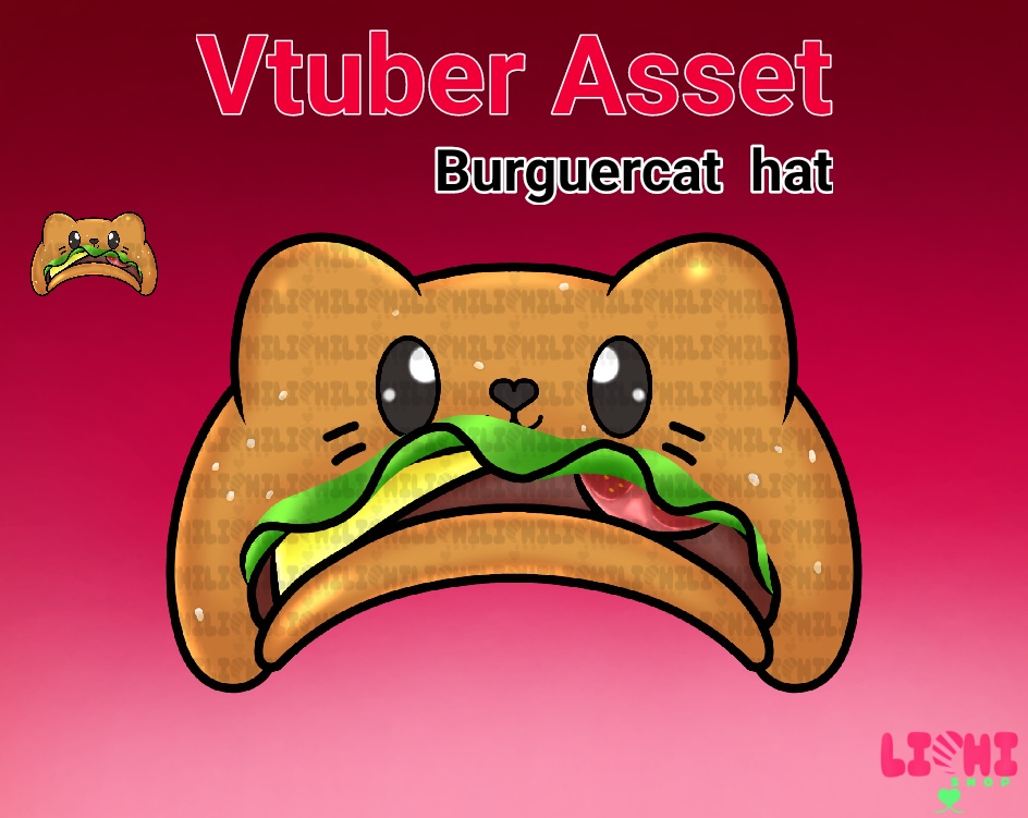PNG Vtube asset burguer cat hat
