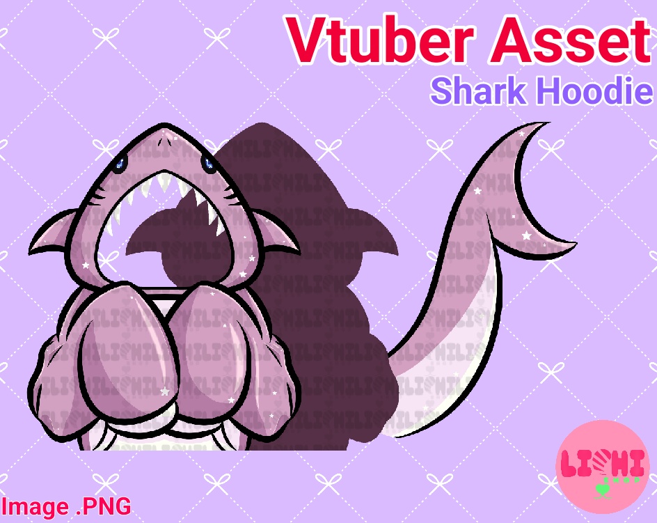 PNG Vtuber Shark Blue/Pink Hoodie asset for Vtube Studio