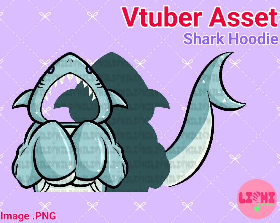 PNG Vtuber Shark Blue/Pink Hoodie asset for Vtube Studio