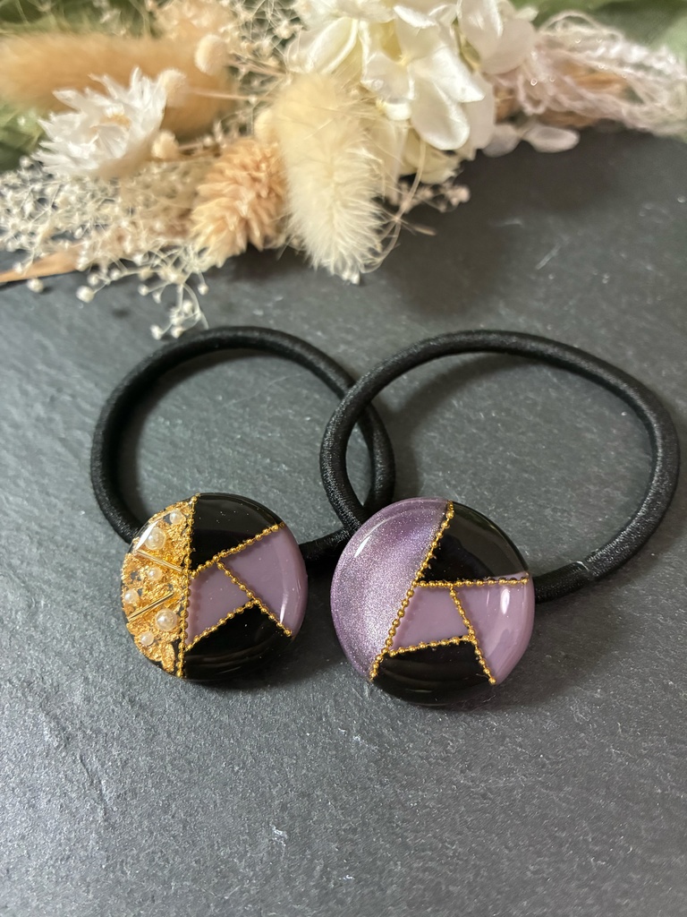 不死川玄弥 モチーフ イメージ ヘアアクセサリー ヘアゴム 鬼滅の刃 マグネット 金箔