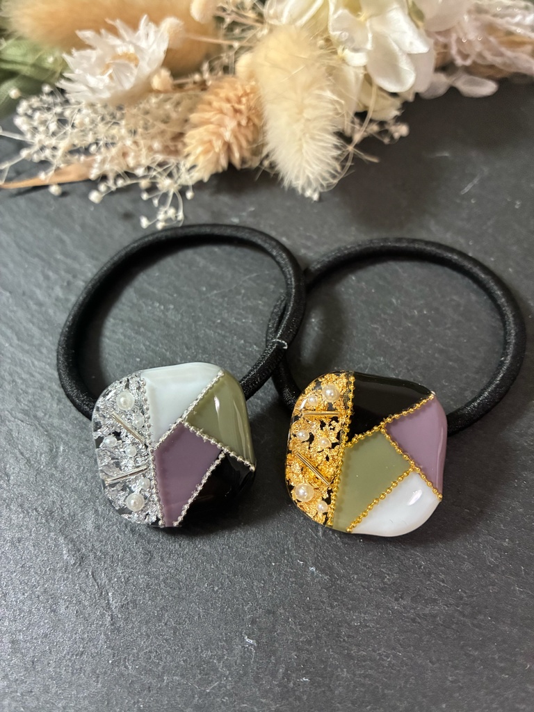 不死川実弥 不死川玄弥 モチーフ イメージ ヘアアクセサリー ヘアゴム 鬼滅の刃 金箔 銀箔