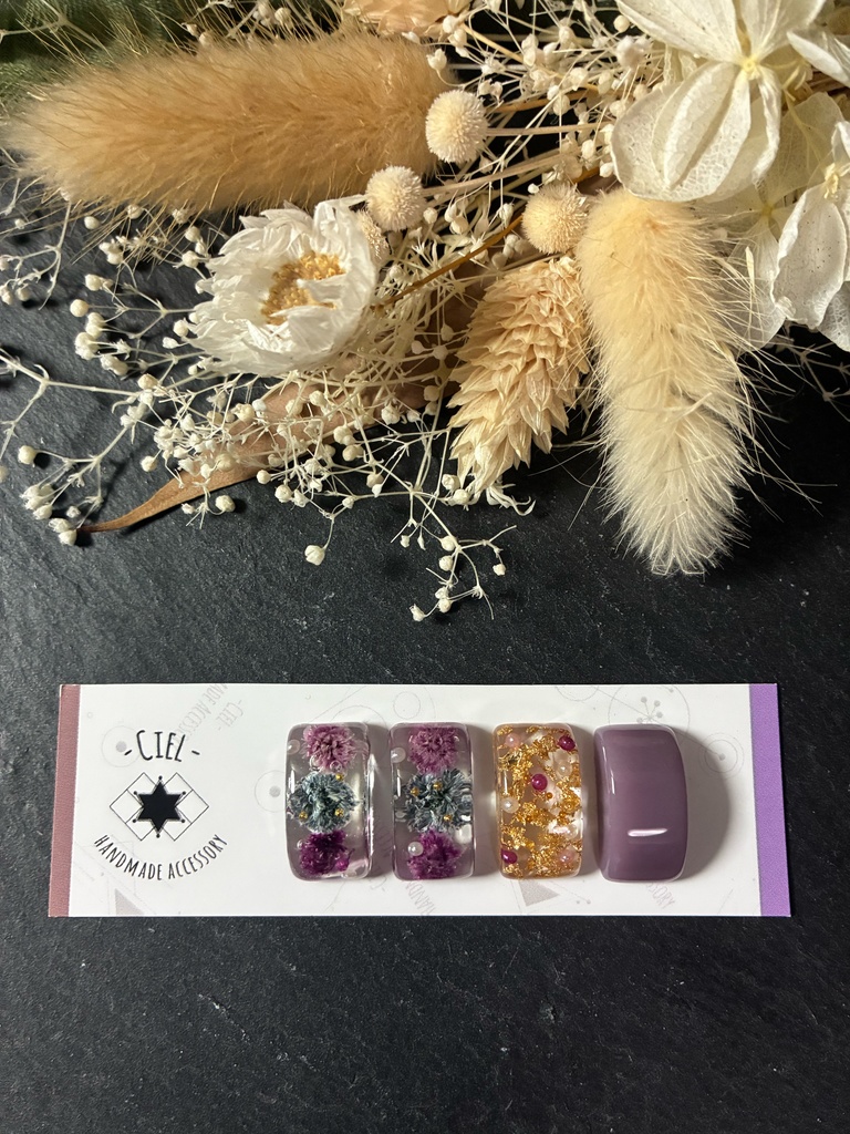 不死川実弥 不死川玄弥 モチーフ イメージ ドライフラワー かすみ草 ピアス イヤリング