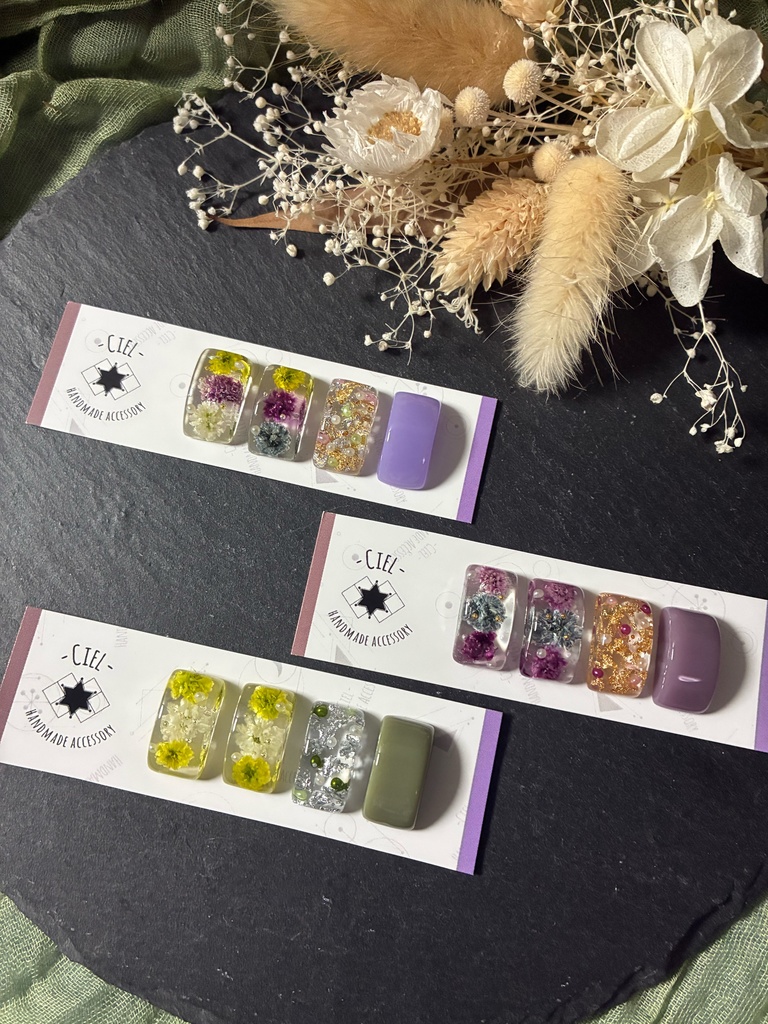 不死川実弥 不死川玄弥 モチーフ イメージ ドライフラワー かすみ草 ピアス イヤリング