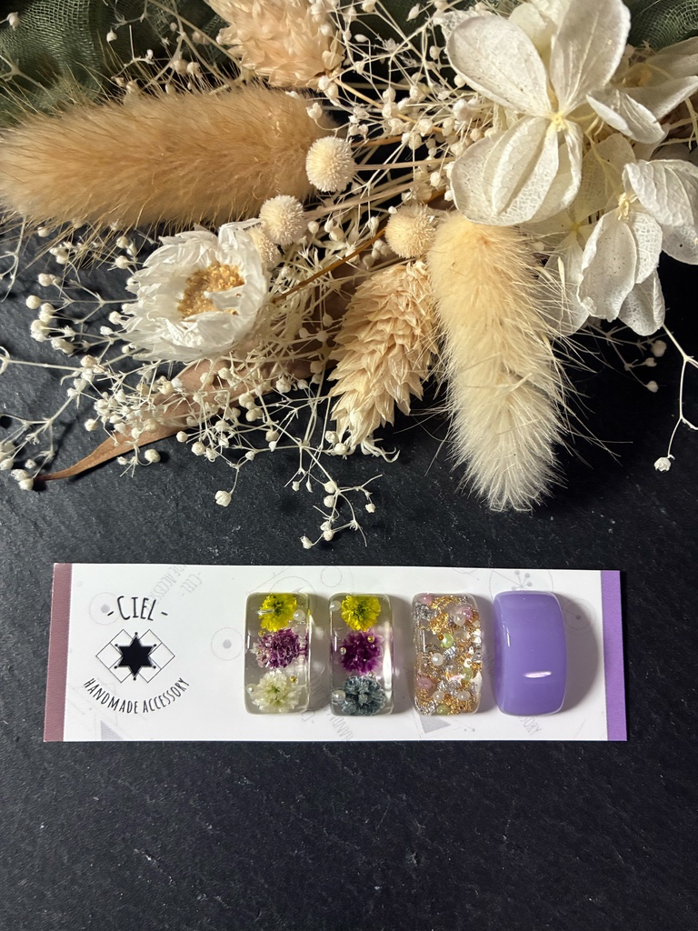 不死川実弥 不死川玄弥 モチーフ イメージ ドライフラワー かすみ草 ピアス イヤリング