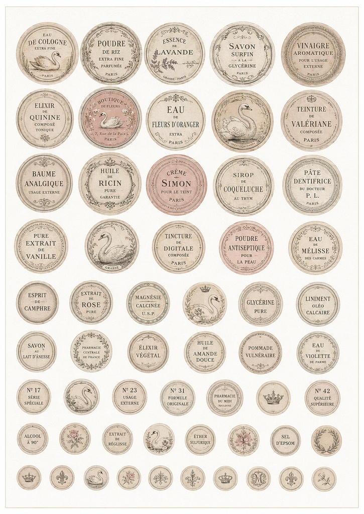 KPC No.5 Vintage Pharmacy Circle Label Collection