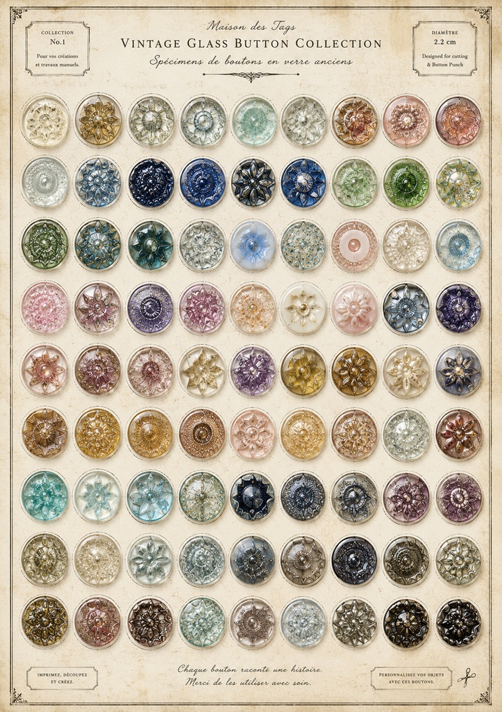 VINTAGE GLASS BUTTON COLLECTION
