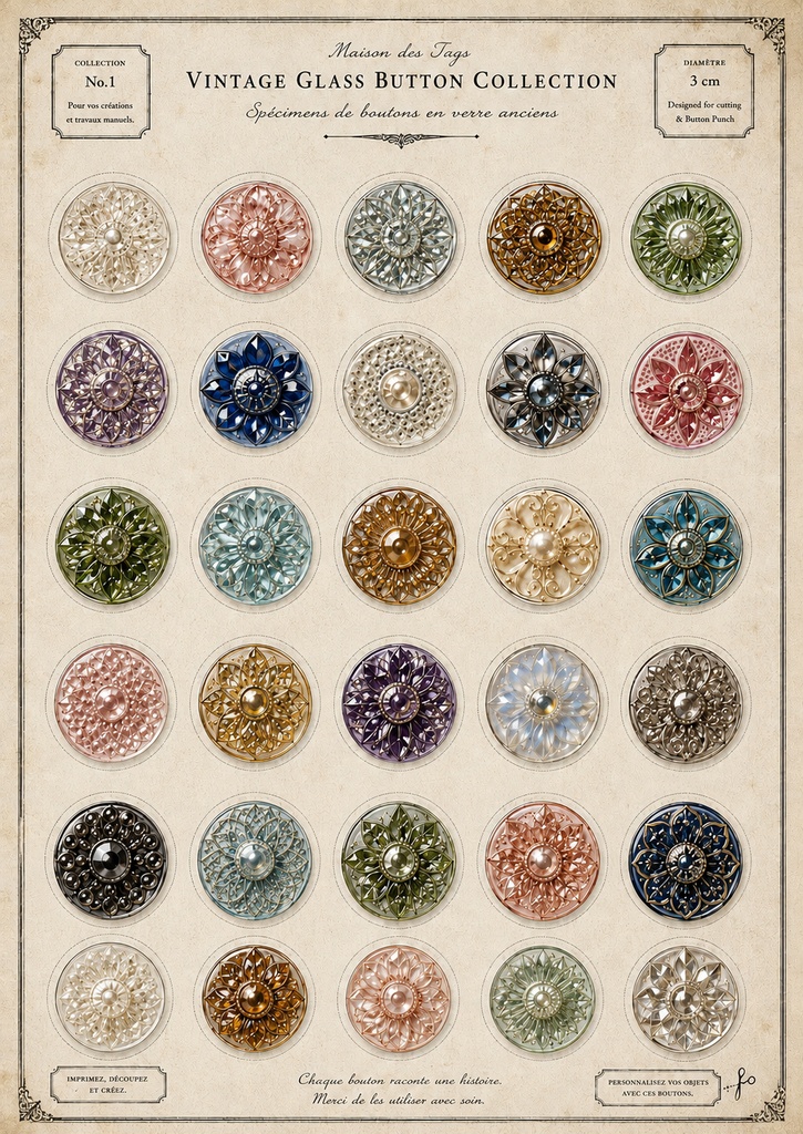 VINTAGE GLASS BUTTON COLLECTION  中サイズ