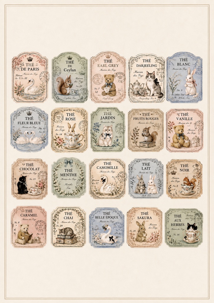 Maison des Tags THÉ COLLECTION|Vintage Tea Labels