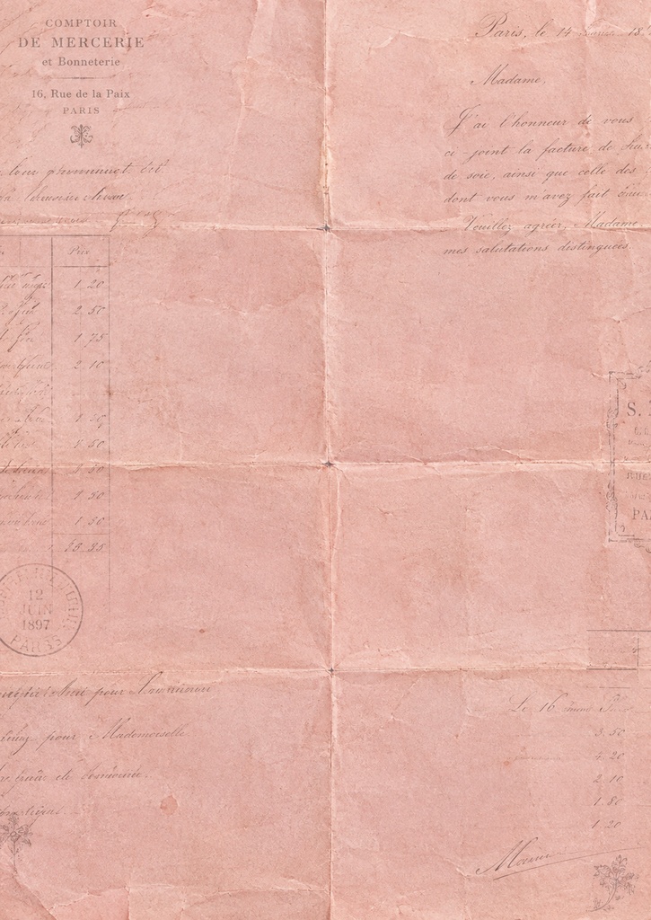 Maison Pink Document 02｜薄いピンクの古い文書