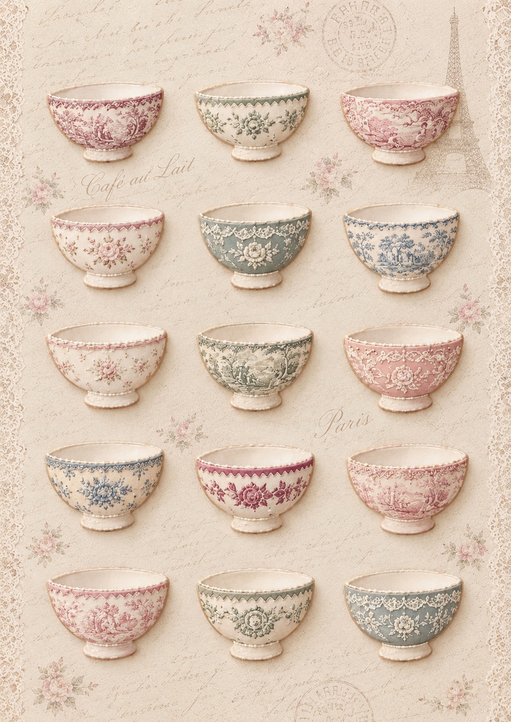 アイシングクッキー・カフェオレボール  Vintage Icing Cookie – Café au Lait Bowl