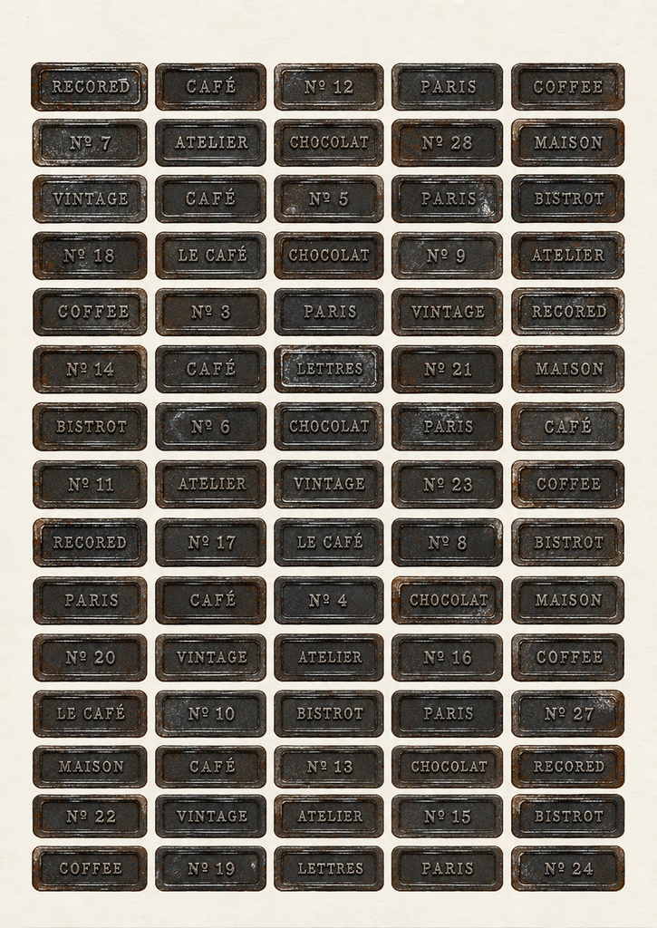 Vintage Metal Labels 02｜Black Rust