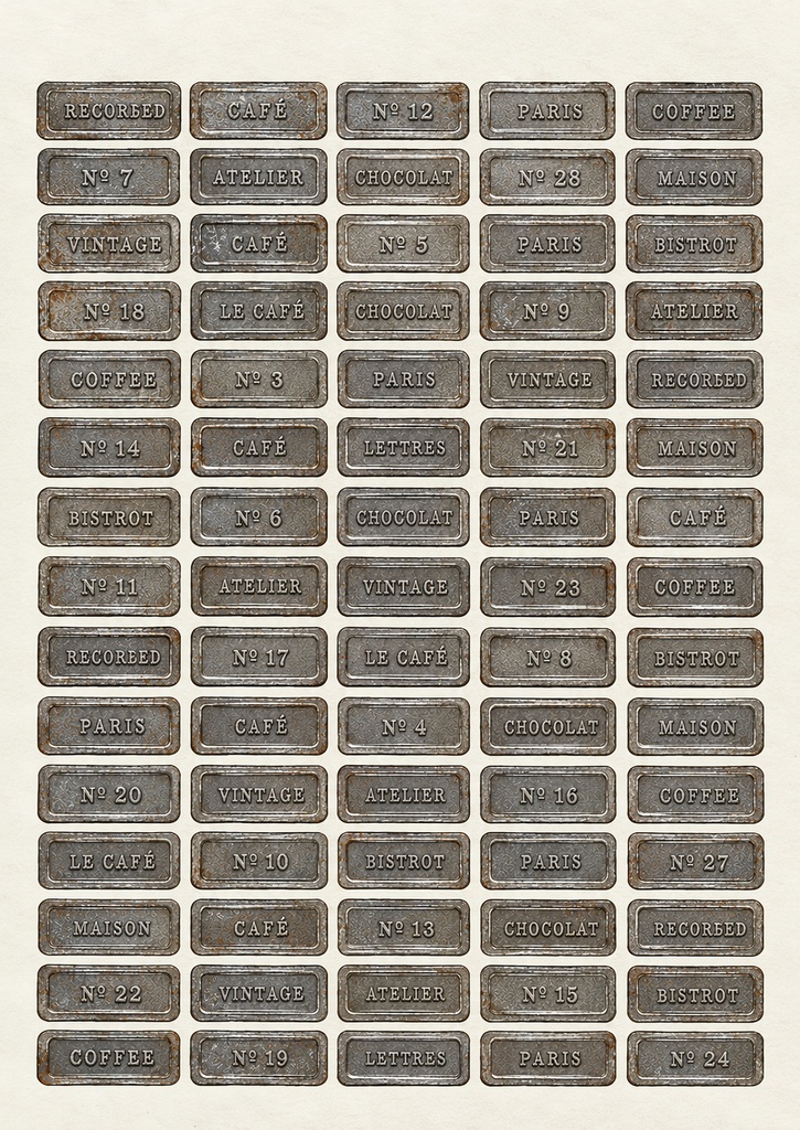 Vintage Metal Labels 03｜Old Silver