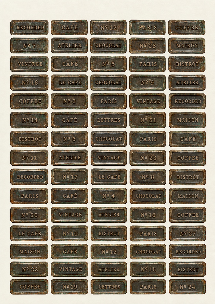 Vintage Metal Labels 04｜Aged Bronze