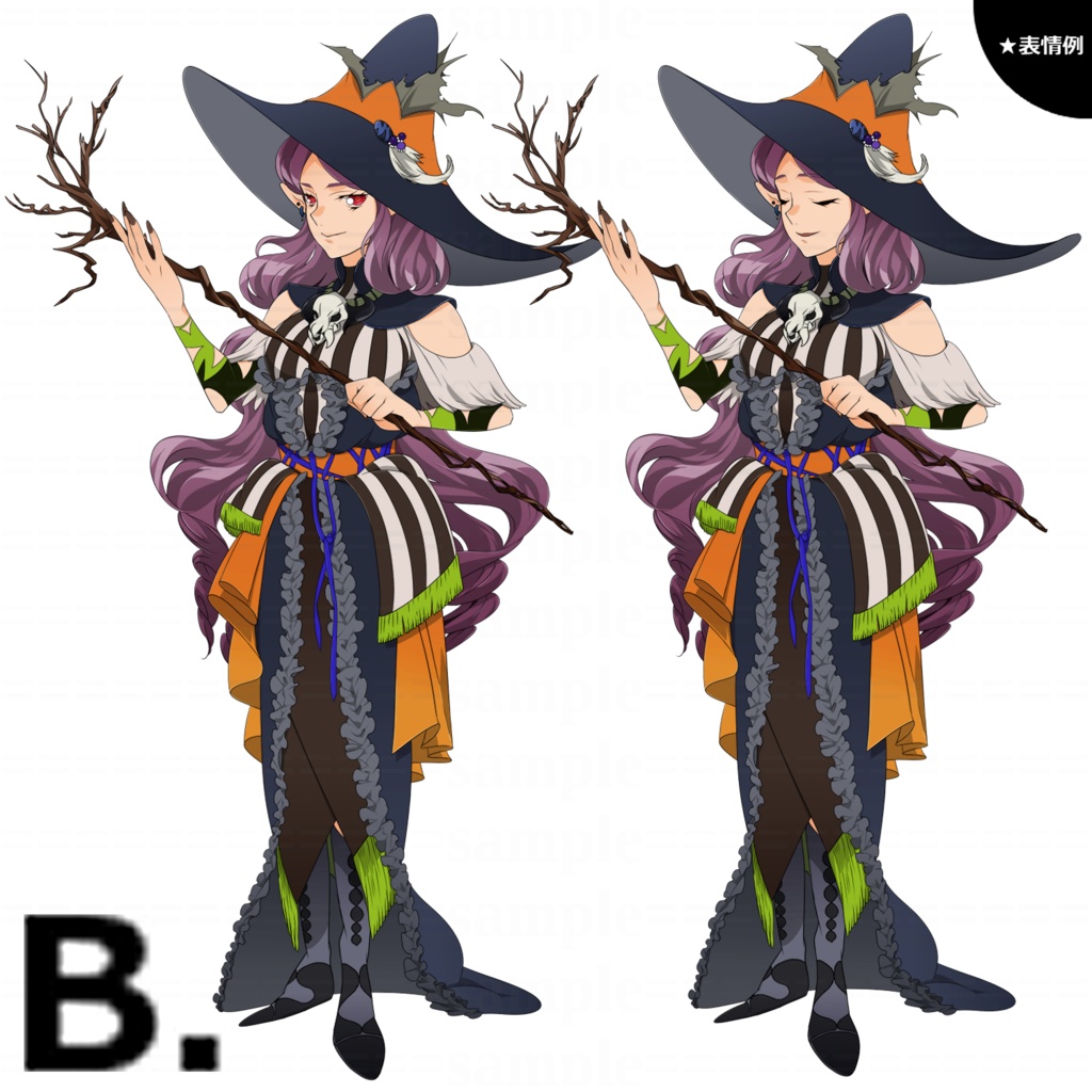 【立ち絵素材】魔法使いの女性【表情6種】