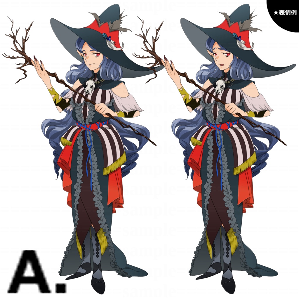 【立ち絵素材】魔法使いの女性【表情6種】