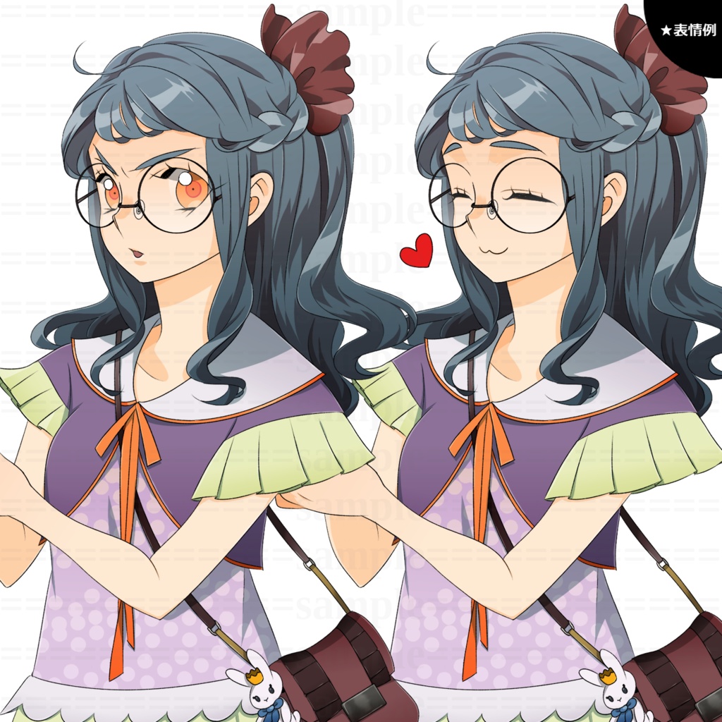 【立ち絵素材】水玉ワンピースの女性【表情6種】