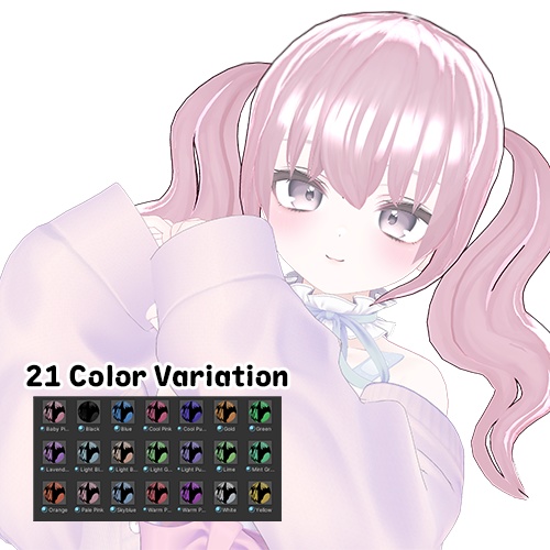 【10アバター対応】 S Wavy Twin Tail