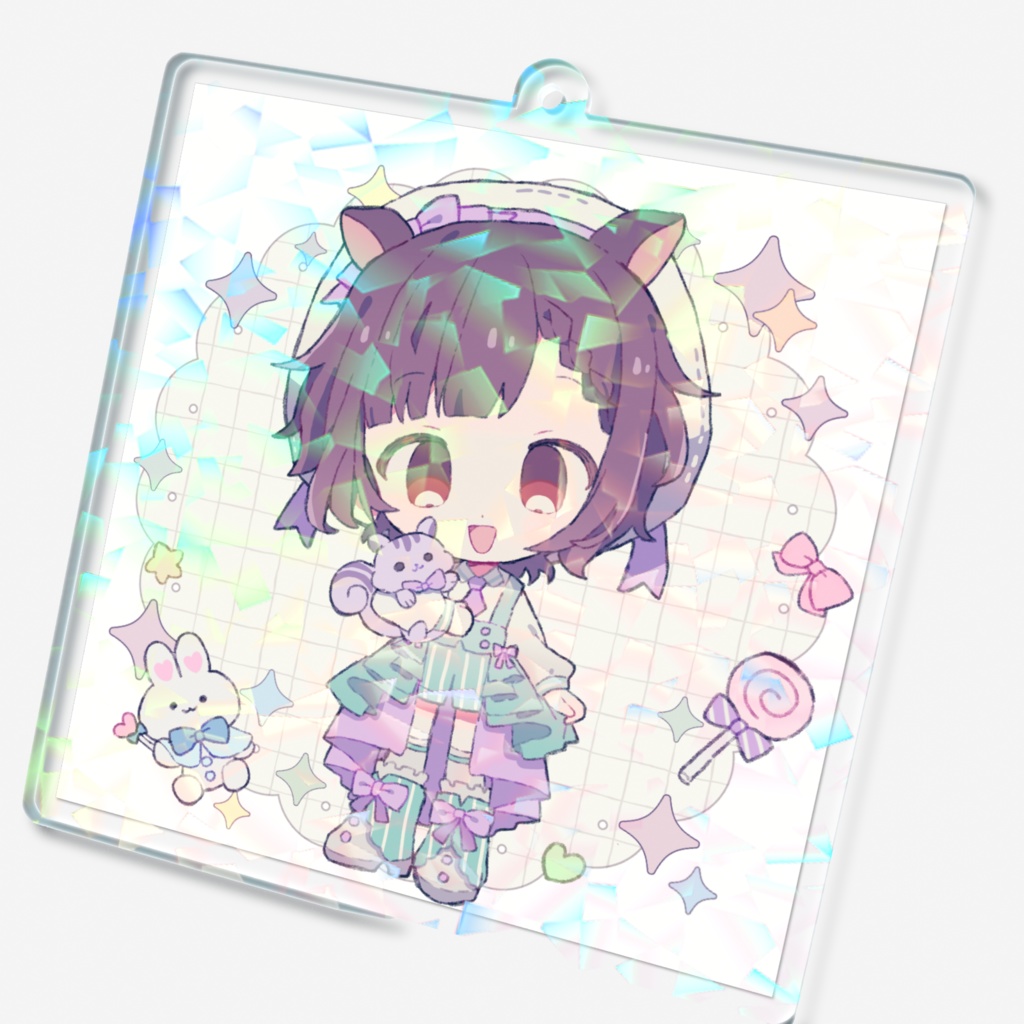 リスむぎゅべーホログラムキーホルダー