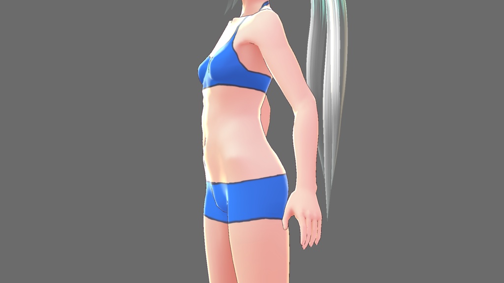 vroid 女性用 トレーニングウェア兼水着 青