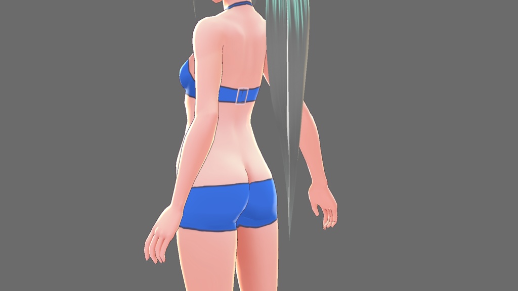 vroid 女性用 トレーニングウェア兼水着 青