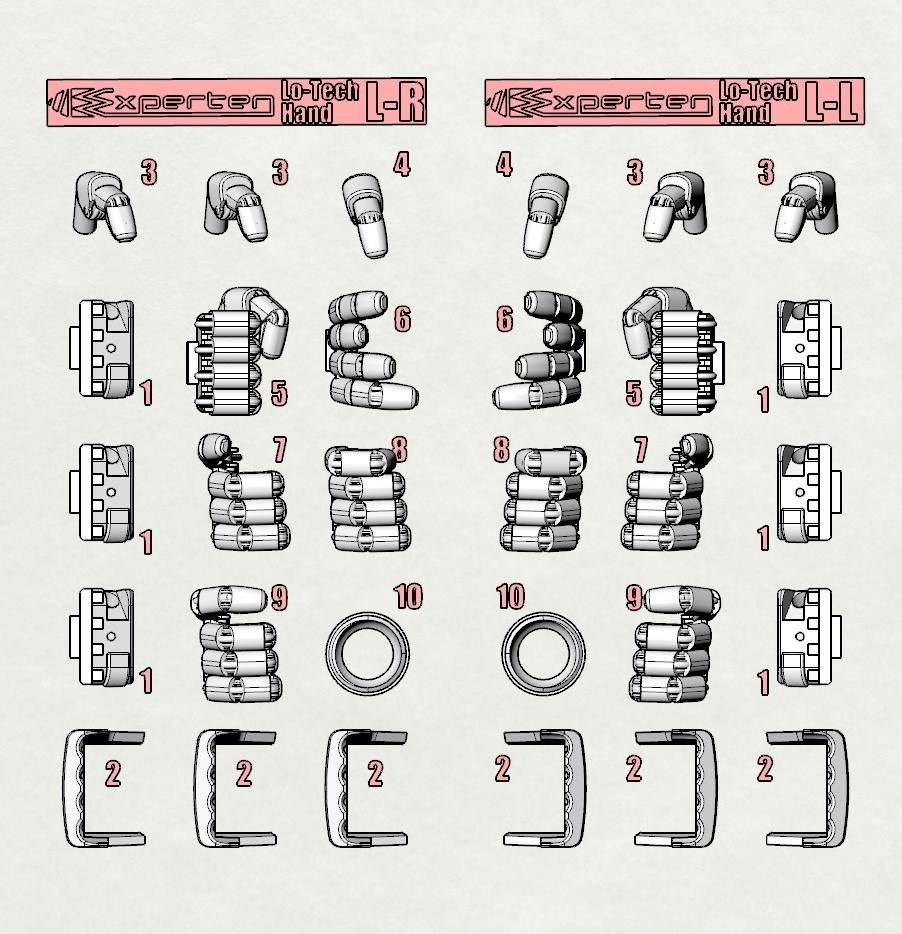 Lo-Tech Hand (L-size) 3Dプリンタ出力品