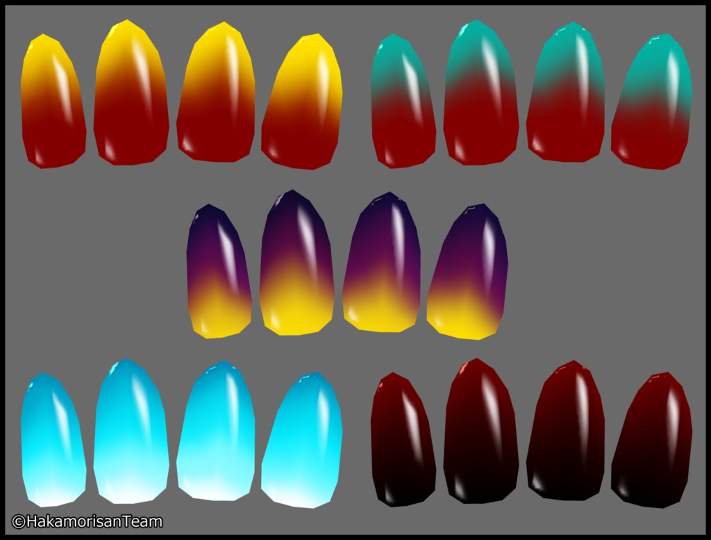 【無料】Nail tips (10 colors) Skin texture for VRoid