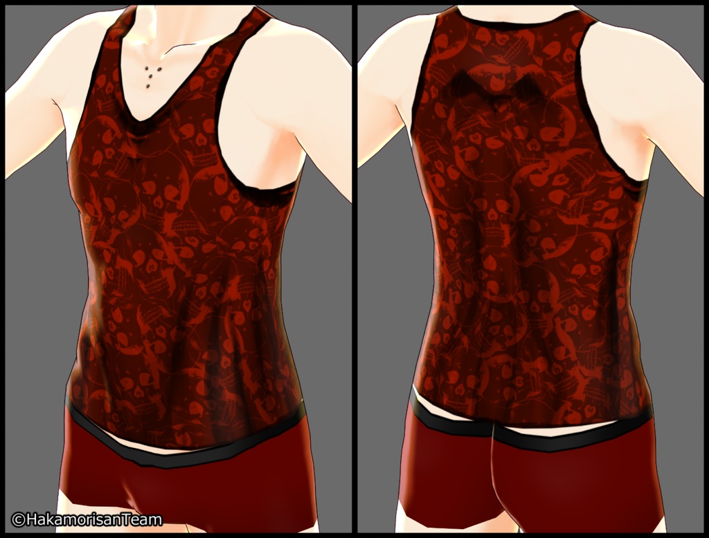 【正式版対応】Skull pattern tank top (unisex) Skin texture for VRoid