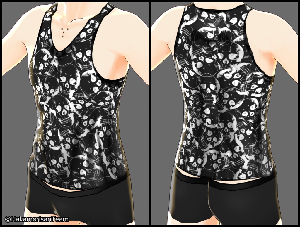 【正式版対応】Skull pattern tank top (unisex) Skin texture for VRoid