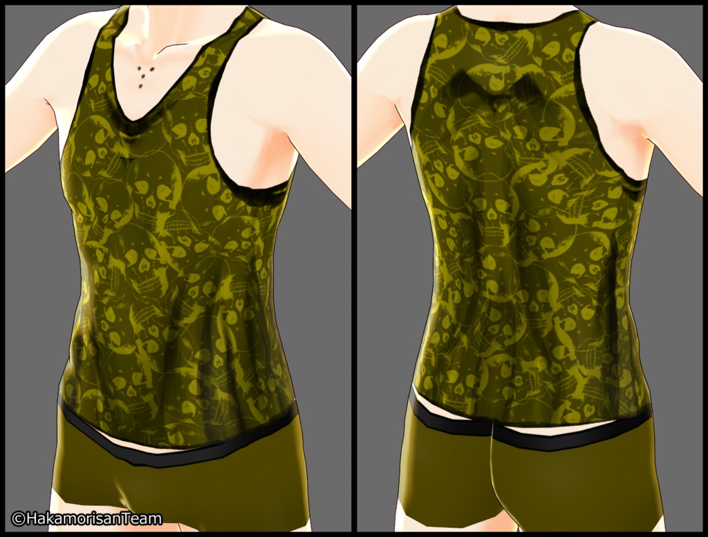 【正式版対応】Skull pattern tank top (unisex) Skin texture for VRoid