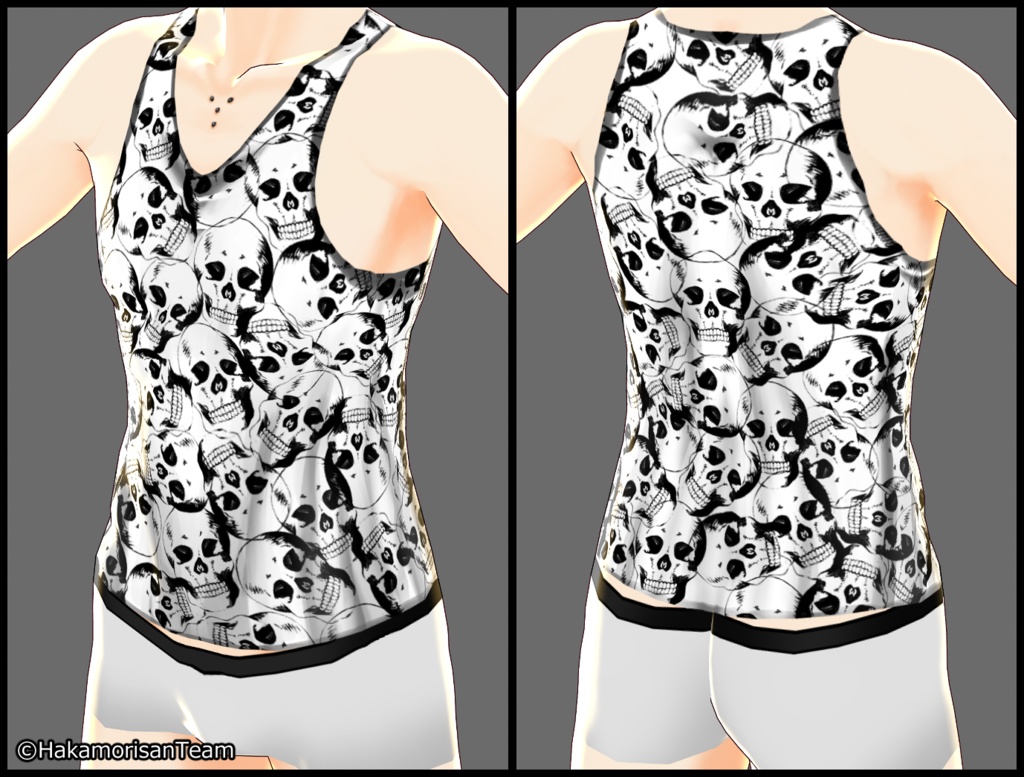 【正式版対応】Skull pattern tank top (unisex) Skin texture for VRoid
