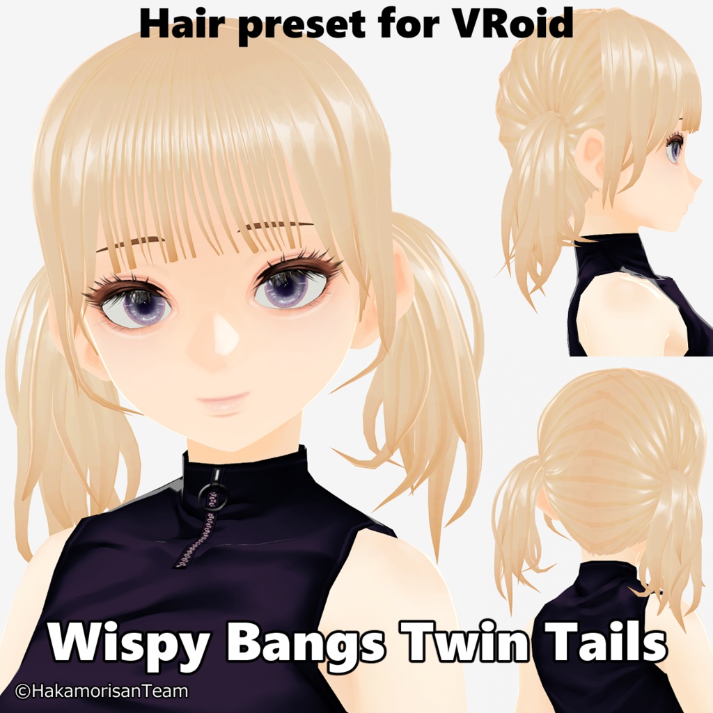Wispy Bangs Twin Tails (unisex) Hair preset for VRoid
