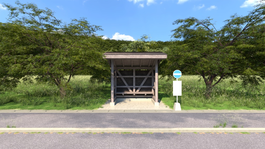 田舎のバス停の背景素材 - m-studio | むらさめ素材工房 - BOOTH