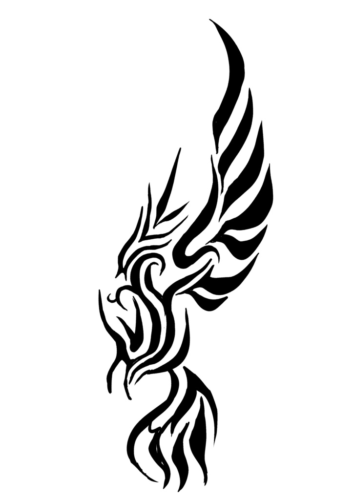 羽モチーフのタトゥー（フリーハンド手描き）