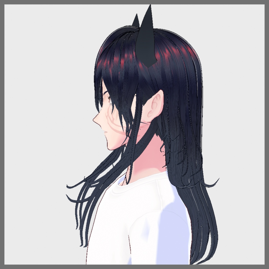 【VRoid髪型】魔王風?長髪セット(ツノ付き)