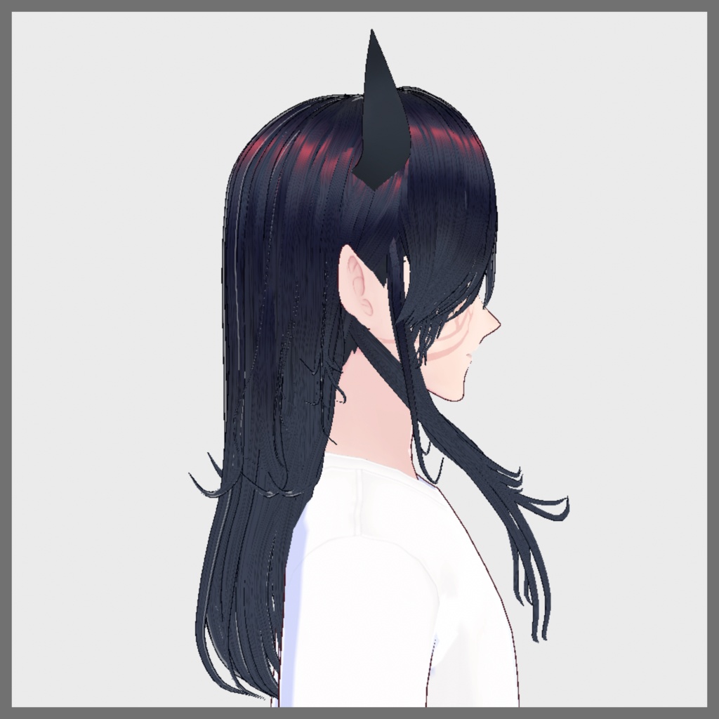 【VRoid髪型】魔王風?長髪セット(ツノ付き)