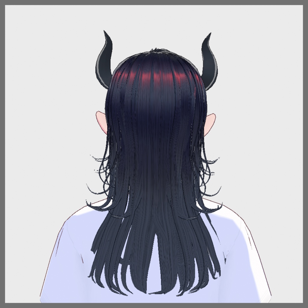 【VRoid髪型】魔王風?長髪セット(ツノ付き)