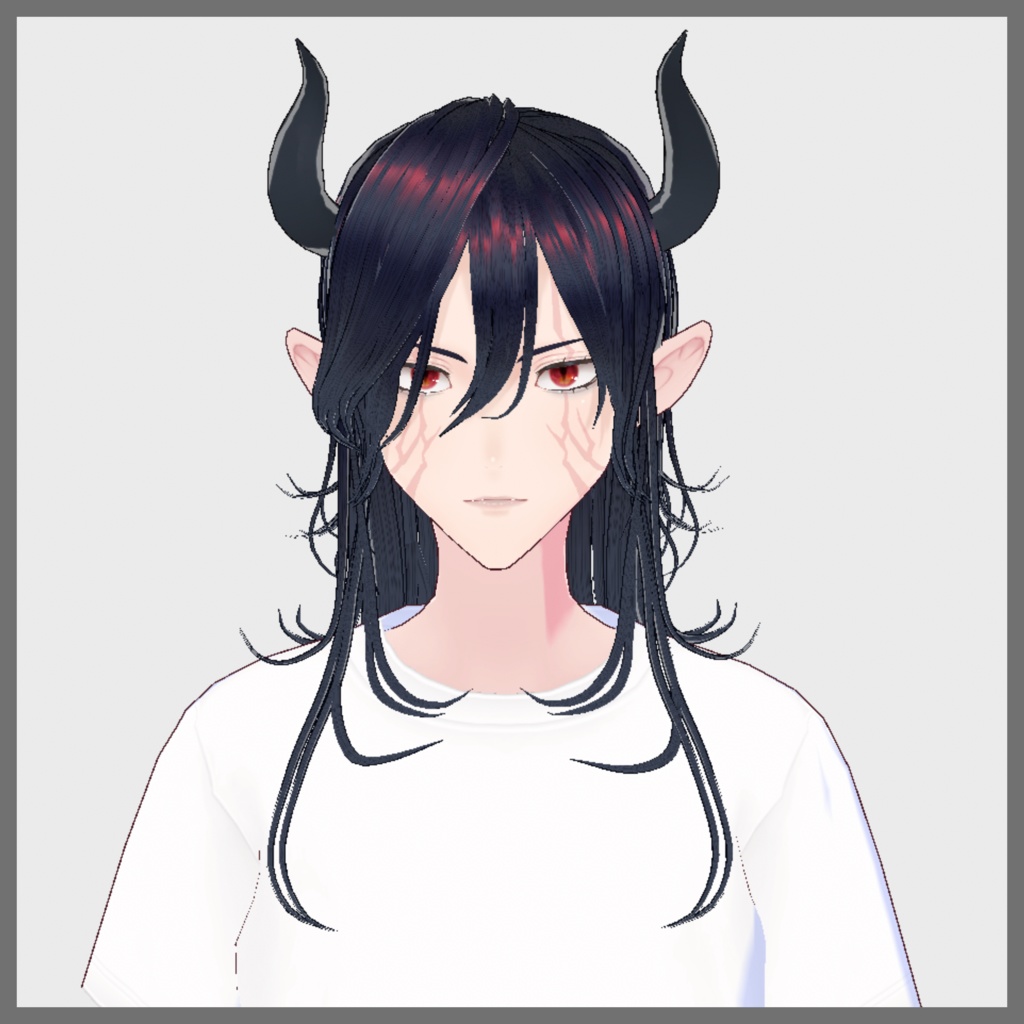 【VRoid髪型】魔王風?長髪セット(ツノ付き)