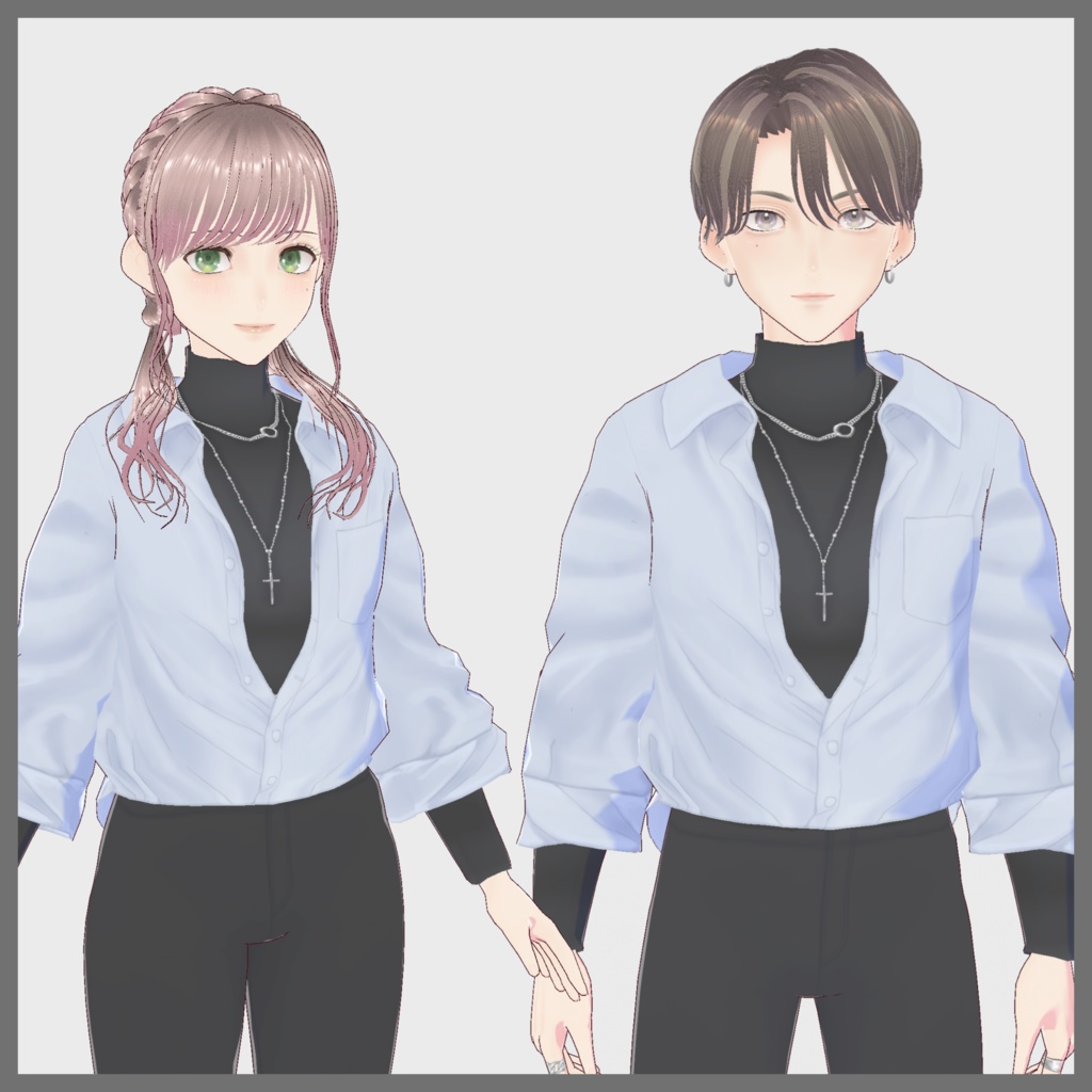 【VRoid無料】男女兼用オーバーサイズシャツ&タートルネック