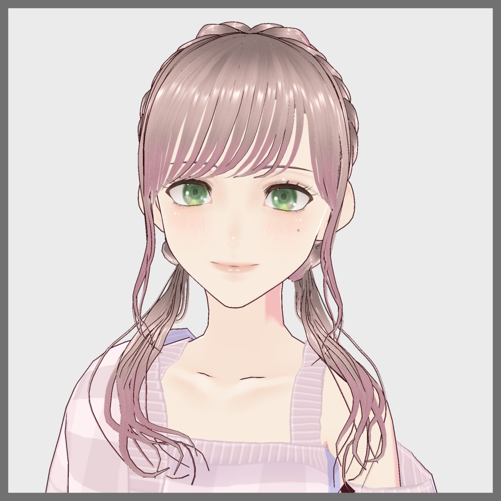 【VRoid髪型】ガーリーな編み込みおさげ