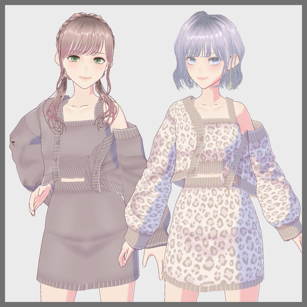 【VRoid(無料あり)】ニットセットアップ&ソックスショートブーツセット