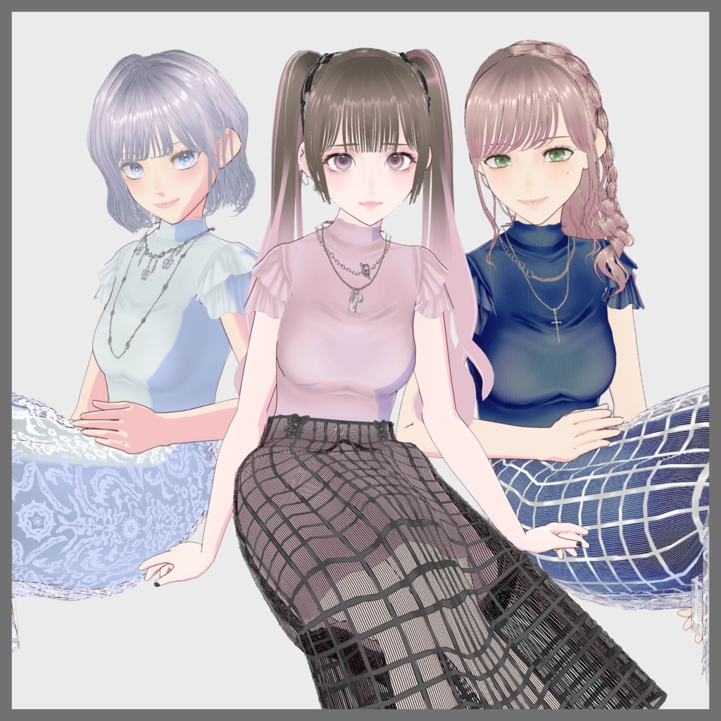 【VRoid(無料あり)】シースルースカートドッキングワンピース