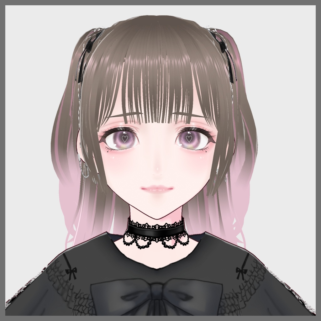 【VRoid髪型】量産型ちゅるんハーフツイン(リボンつき)