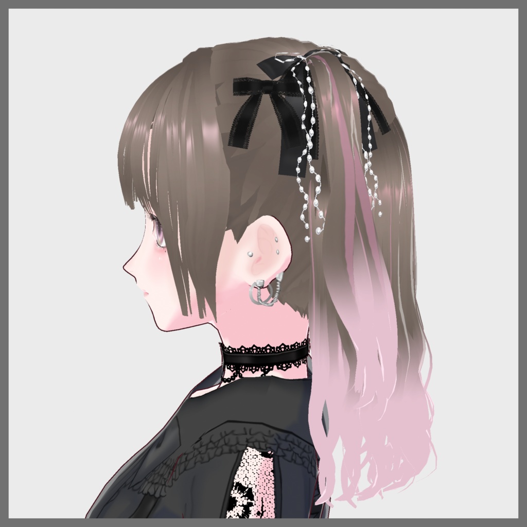 【VRoid髪型】量産型ちゅるんハーフツイン(リボンつき)