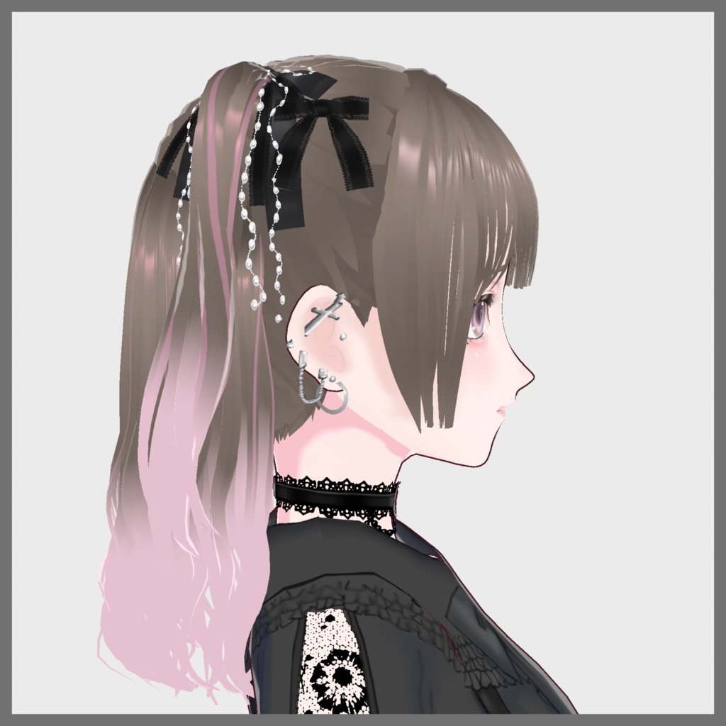 【VRoid髪型】量産型ちゅるんハーフツイン(リボンつき)