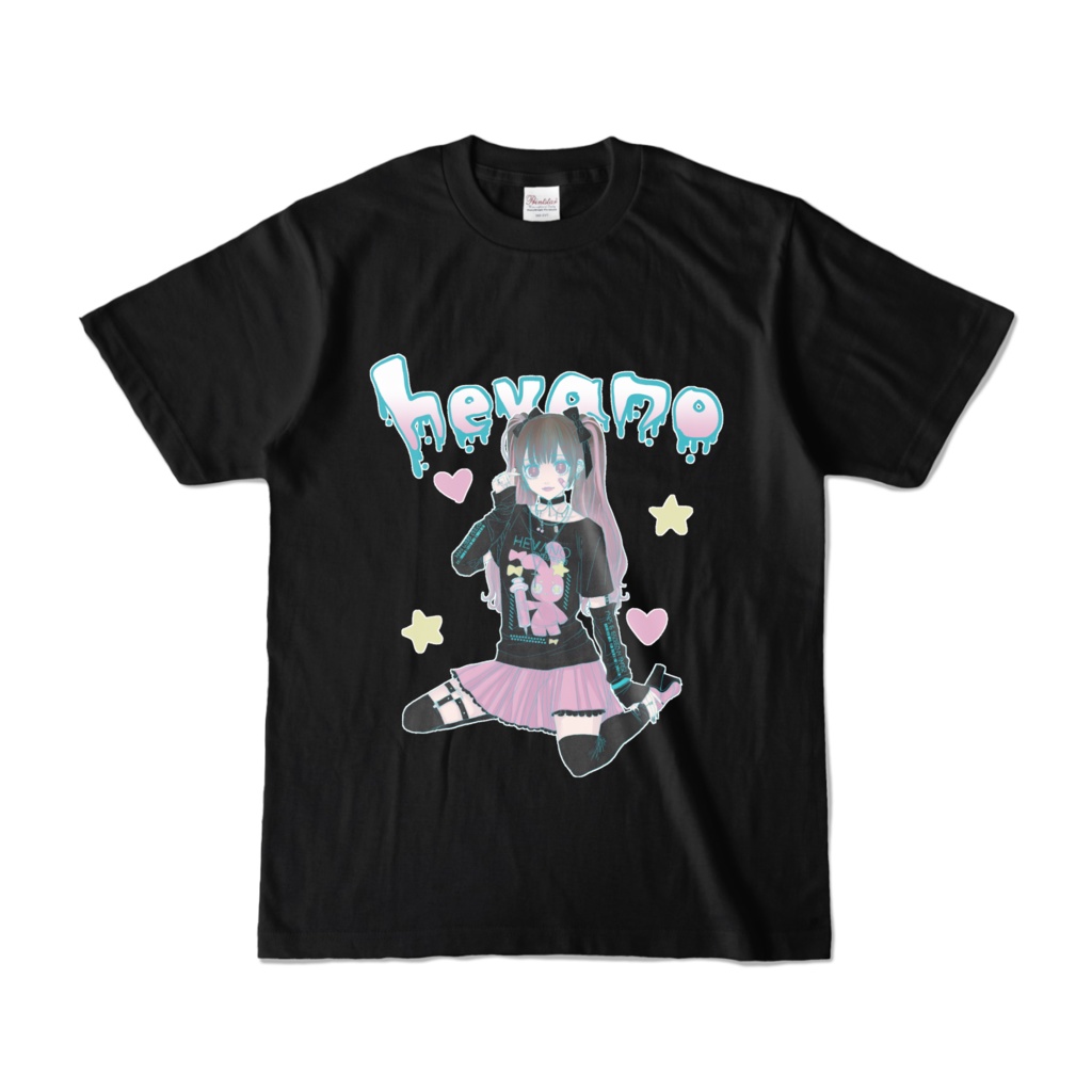 地雷系な女の子Tシャツ(黒)2タイプ