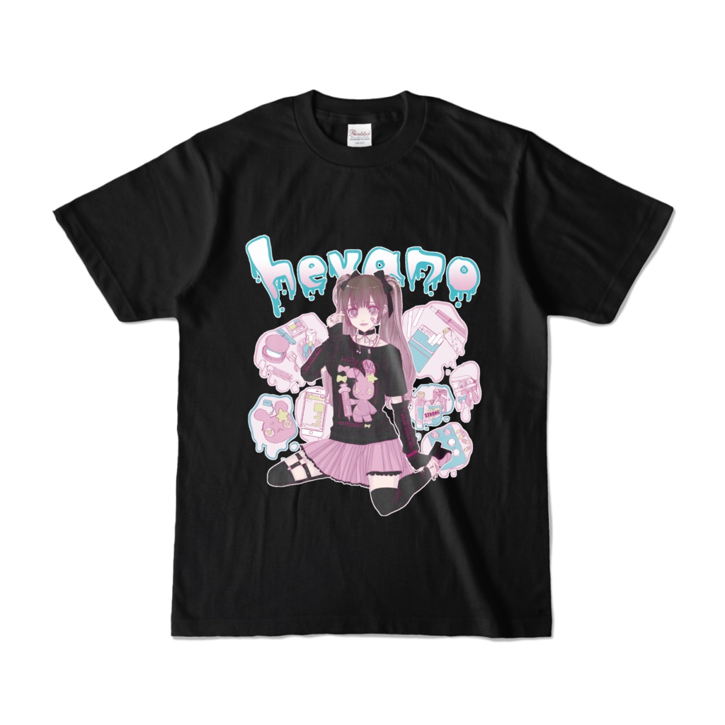 地雷系な女の子Tシャツ(黒)2タイプ