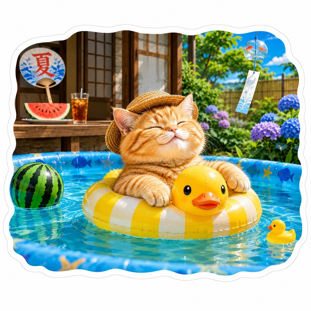 🦆 くくりの夏休み｜プールでぷかぷか【無料】