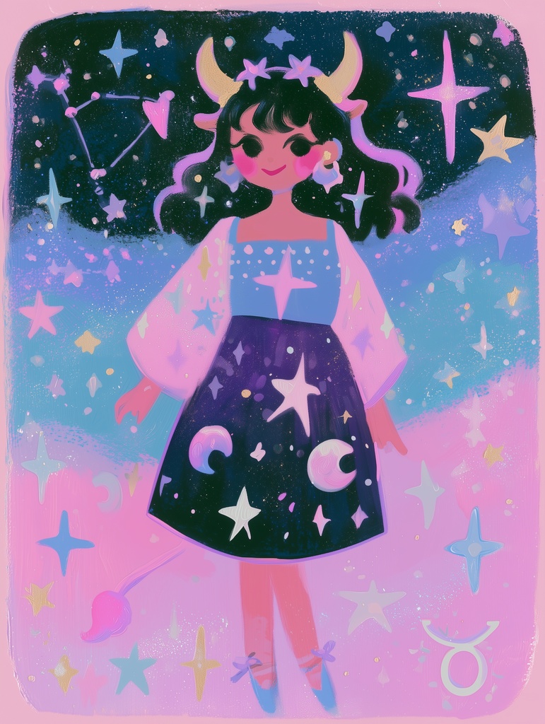 【デジタル壁紙/素材】ゆめかわ12星座ガール * 牡牛座 - Taurus -