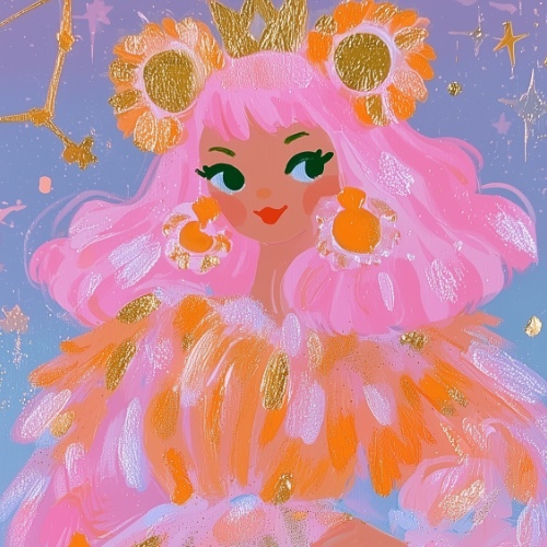 【デジタル壁紙/素材】ゆめかわ12星座ガール ＊ 獅子座 - Leo -